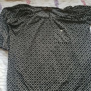 Black and white patterned sheer shirt